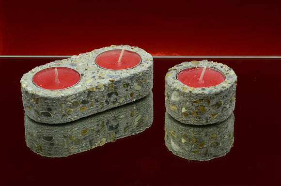 Set of 2 Handmade Brushed Concrete Tealight, Airplant Holders