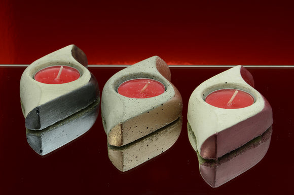 Set of 3 Handmade Tealight, Airplant Holders - Silver, Rose Gold, Dark Pink