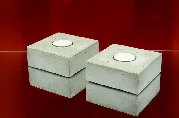 Set of 2 Handmade Rectangular Concrete Tealight, Airplant Holders