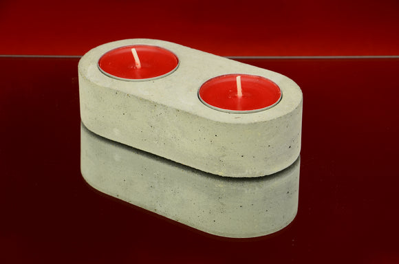 Handmade Concrete Tea Light, Air Plant Holder for 2 Tea Lights