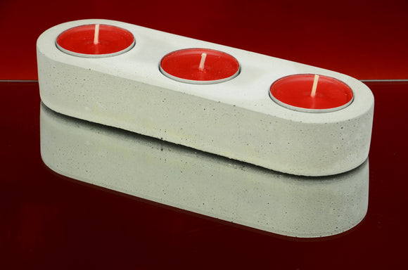 Handmade Concrete Tea Light, Air Plant Holder for 3 Tea Lights
