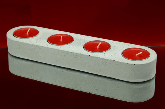 Handmade Concrete Tea Light, Air Plant Holder for 4 Tea Lights