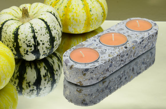 Handmade Brushed Concrete Tea Light, Air Plant Holder for 3 Tea Lights