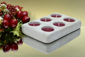 Handmade Concrete Rectangular Tea Light, Air Plant Holder for 6 Tea Lights