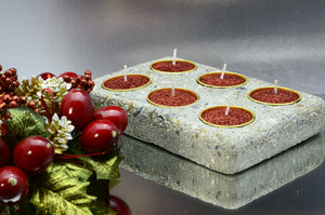 Handmade Brushed Concrete Rectangular Tea Light, Air Plant Holder for 6 Tea Lights